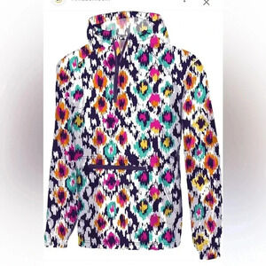 Southern Couture bright aztek nylon wind breaker pullover Sz XXL #003